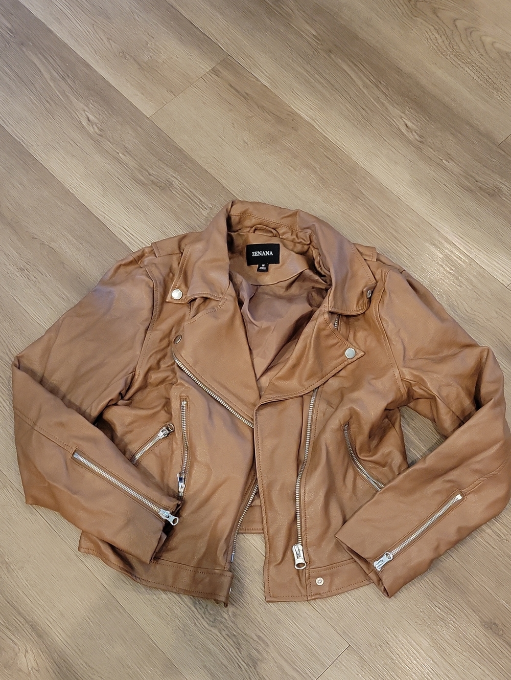 Cropped Zenana Leather Look Medium Fall Jacket